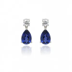 9ct White Gold Cubic Zirconia & Lab Created Sapphire Earring