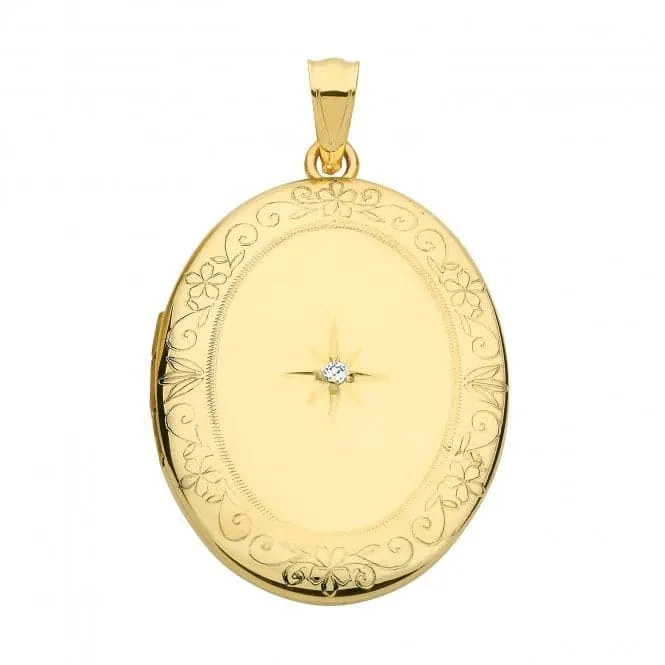 9ct Yellow Gold Oval Diamond Locket PN1087D