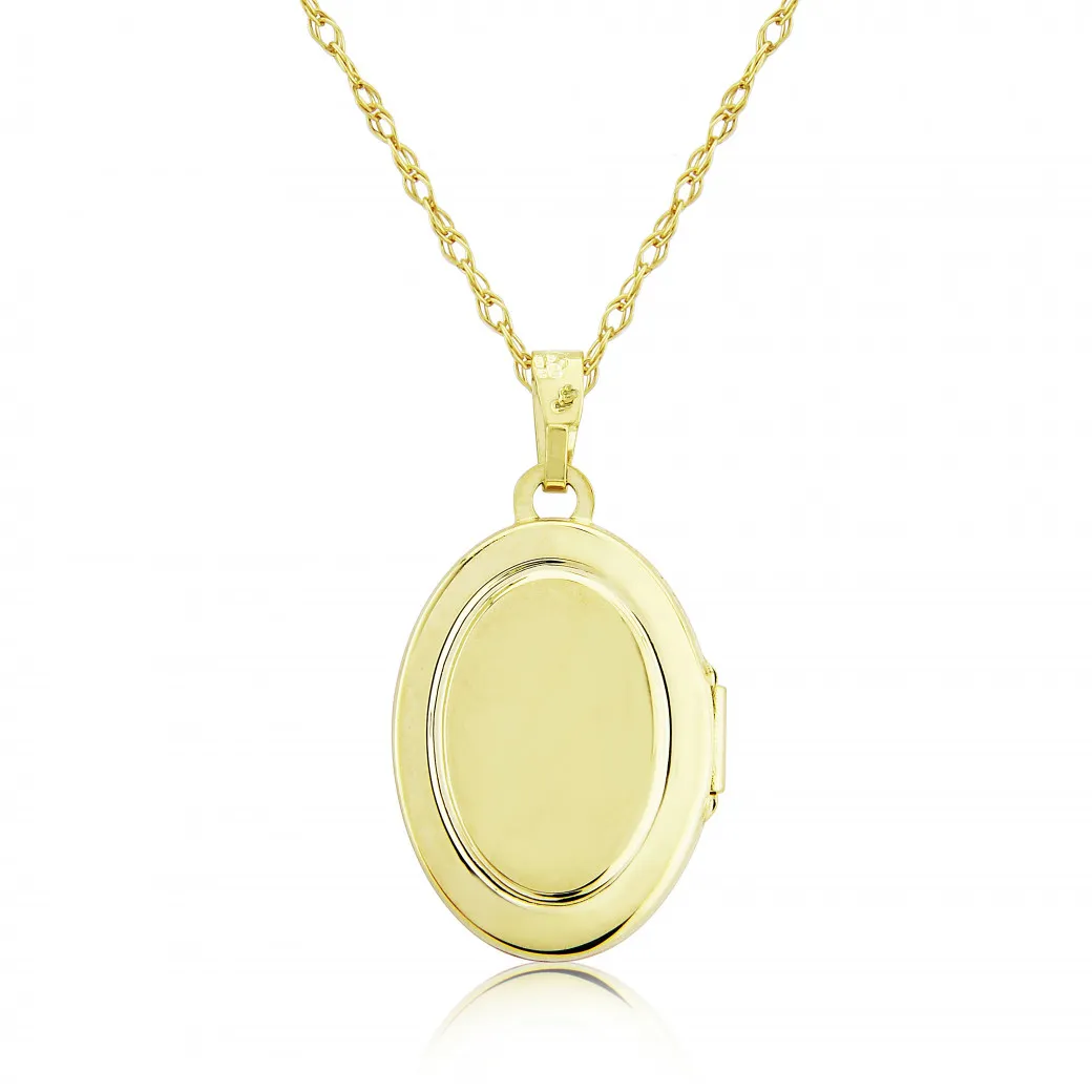 9ct Yellow Gold Oval Locket with Diamond