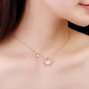 Alluring Zircon Embellished Love Heart Drop Earrings and Necklaces