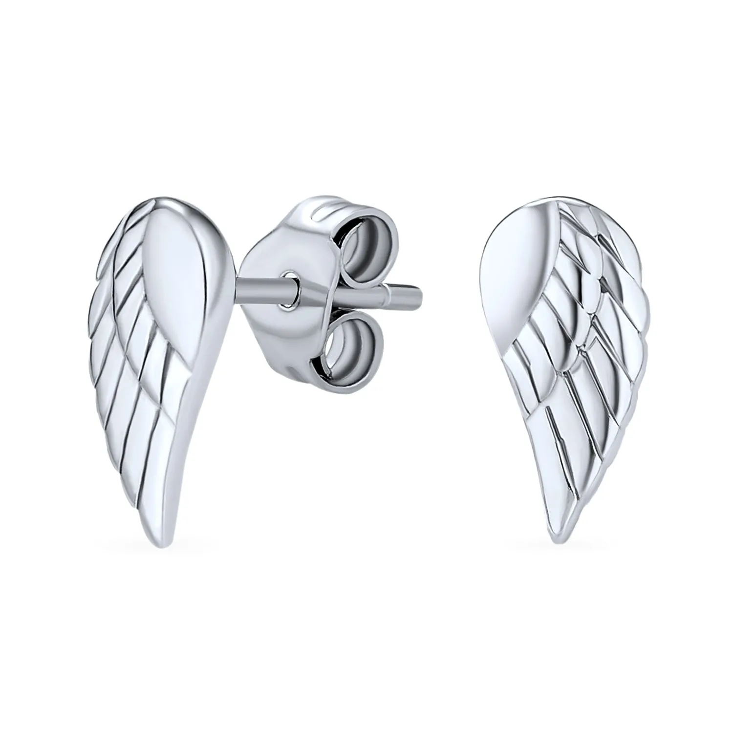 Angel Wing Feather Cartilage Stud Earrings Double Piercing Sterling Silver