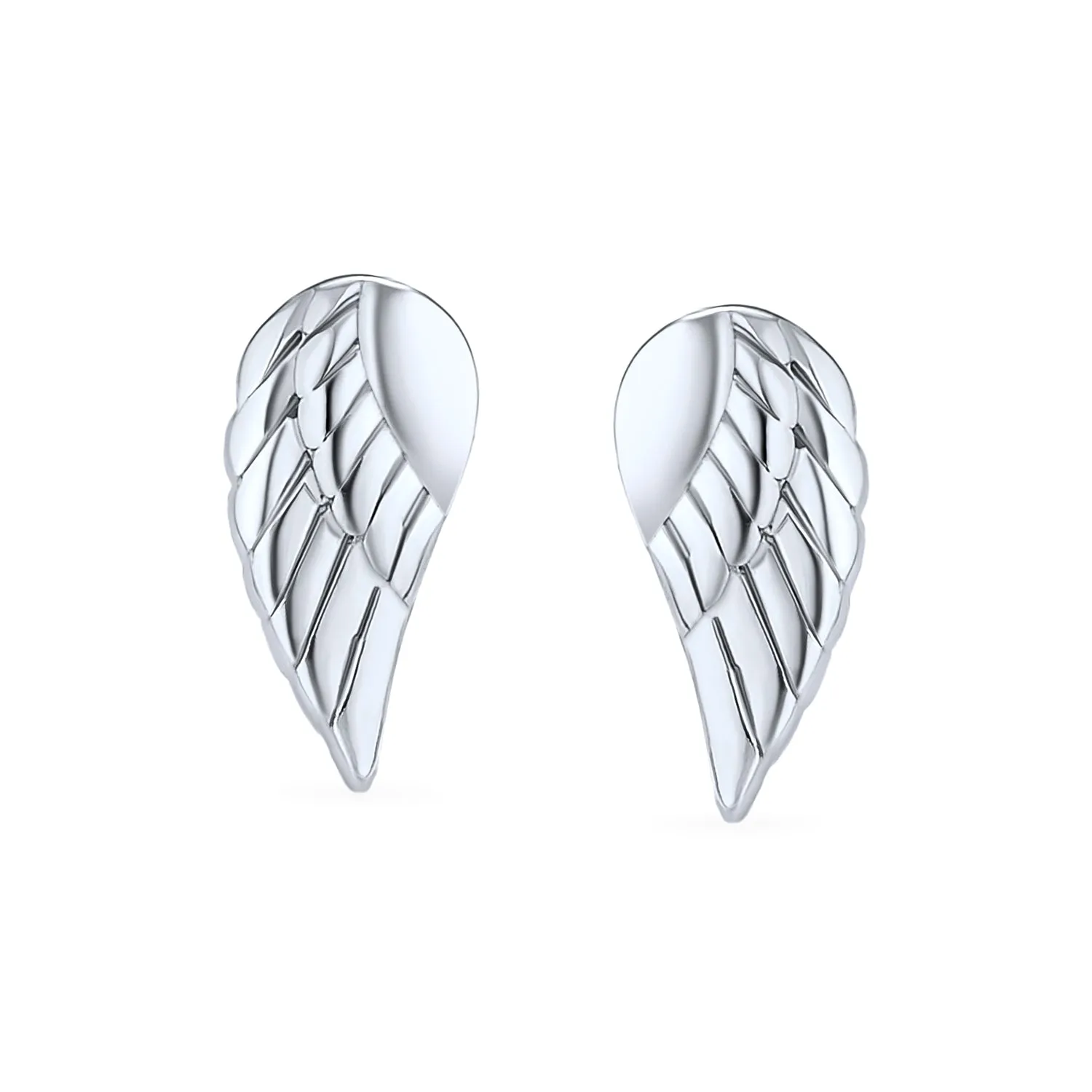 Angel Wing Feather Cartilage Stud Earrings Double Piercing Sterling Silver