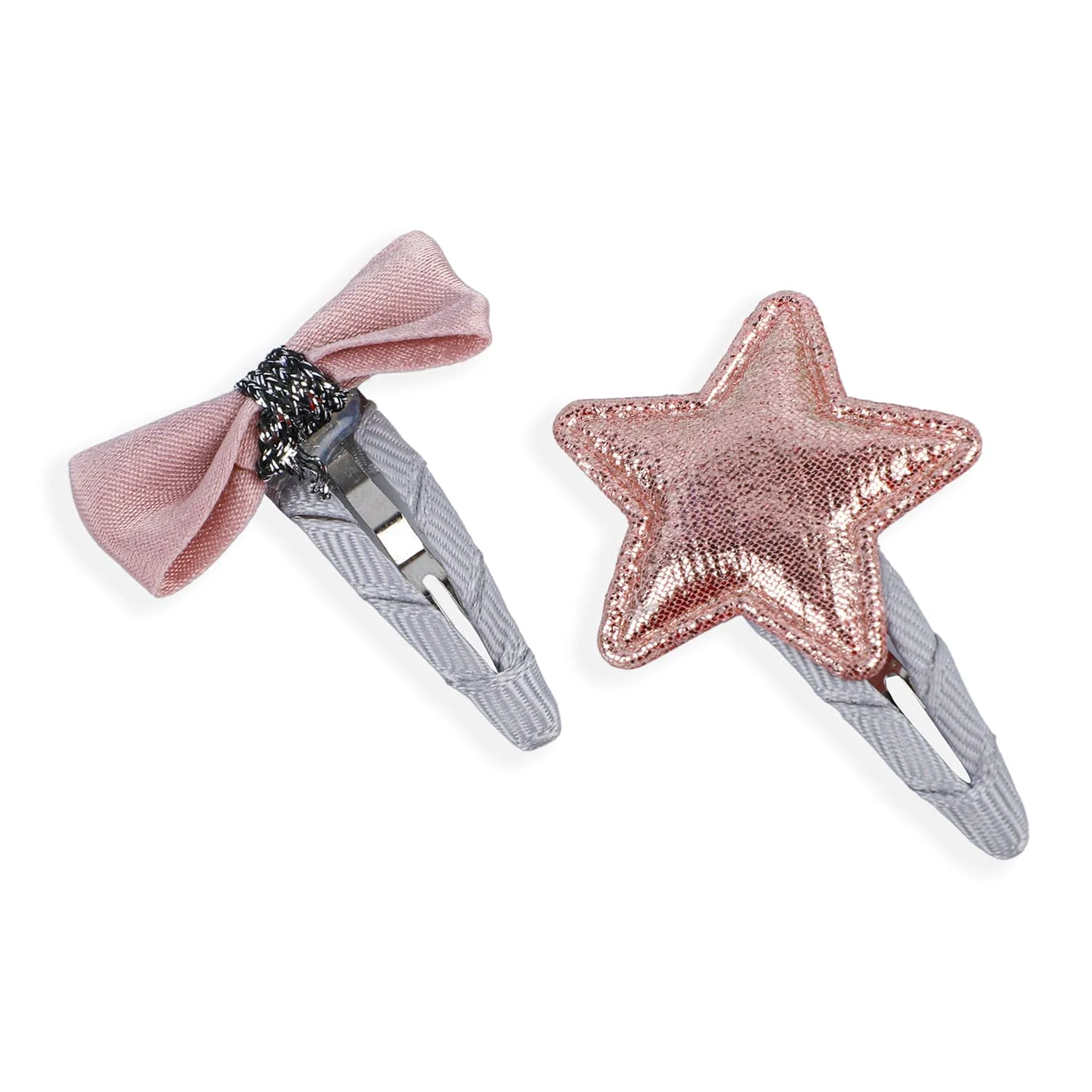 Anthea Flower Hair Clips 5 Pcs - Peach, Grey