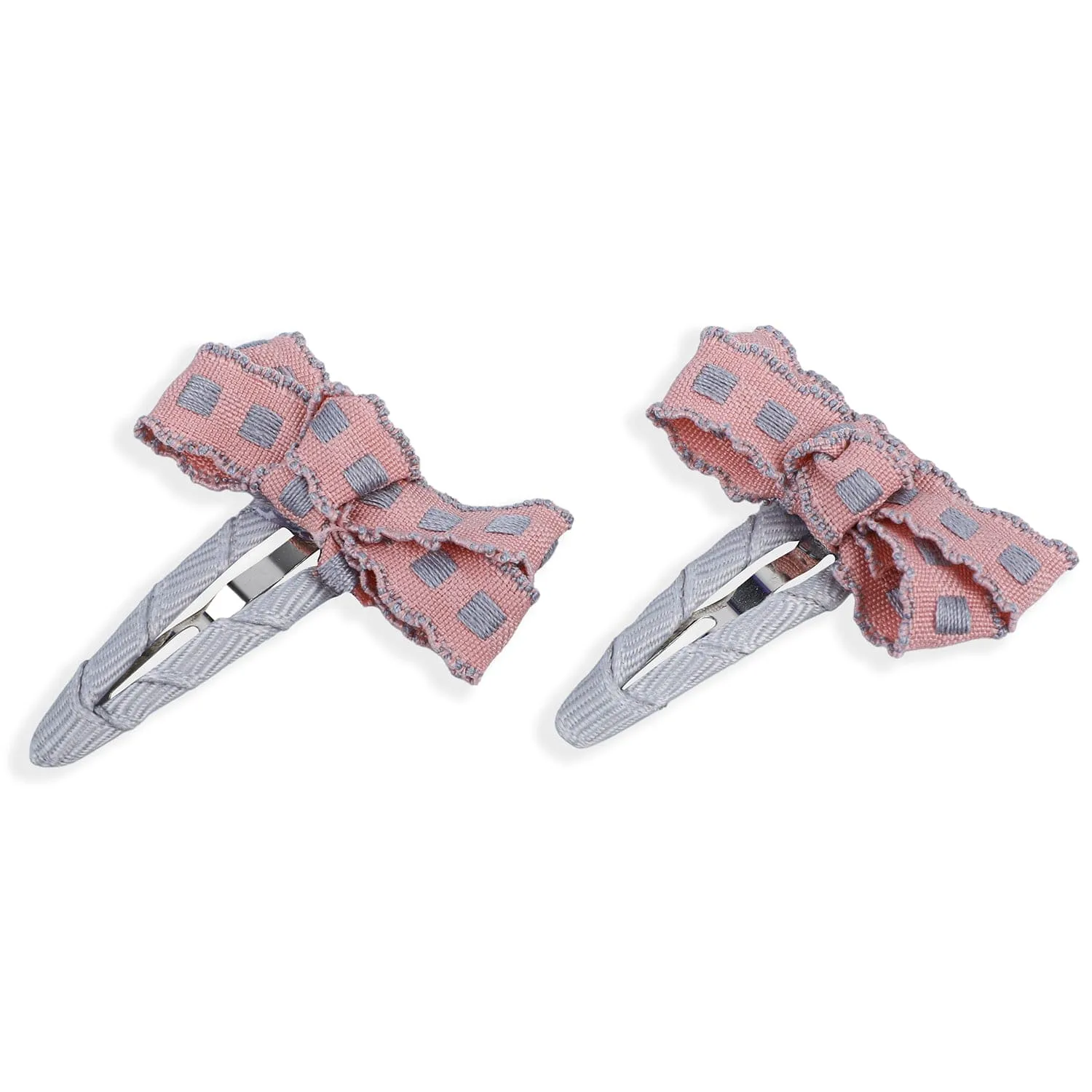 Anthea Flower Hair Clips 5 Pcs - Peach, Grey