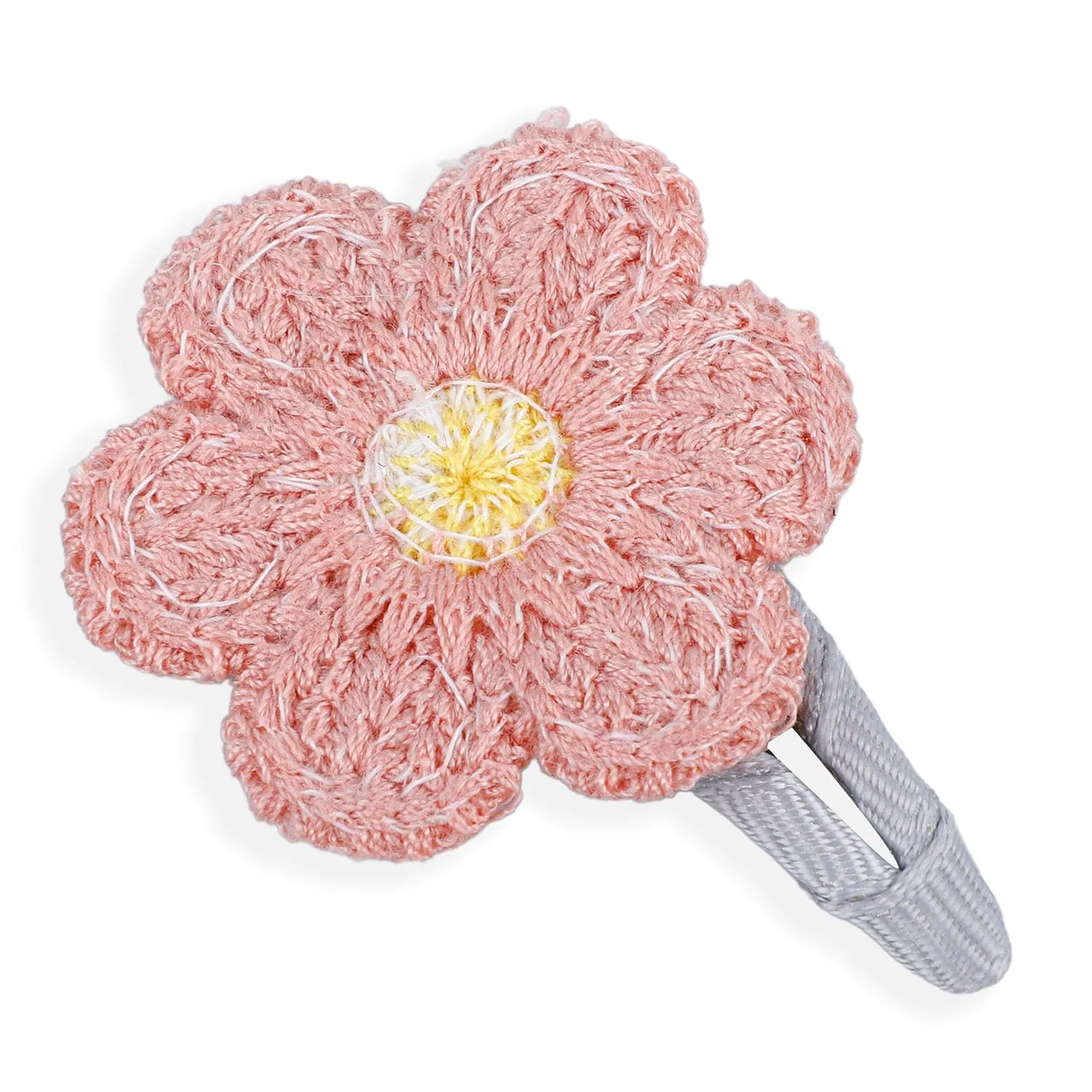 Anthea Flower Hair Clips 5 Pcs - Peach, Grey