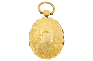 Antique 9ct Gold Engraved Buckle Portrait Locket