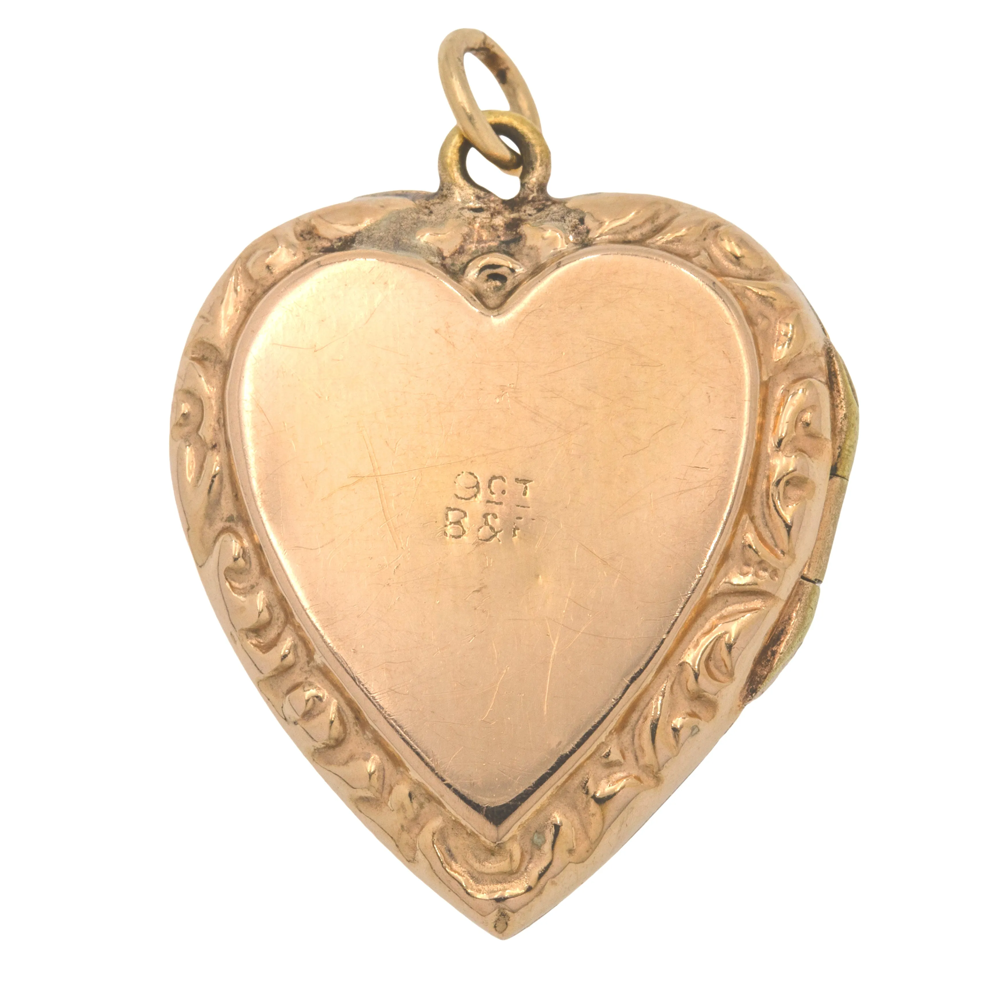 Antique 9ct Gold Engraved Heart Locket