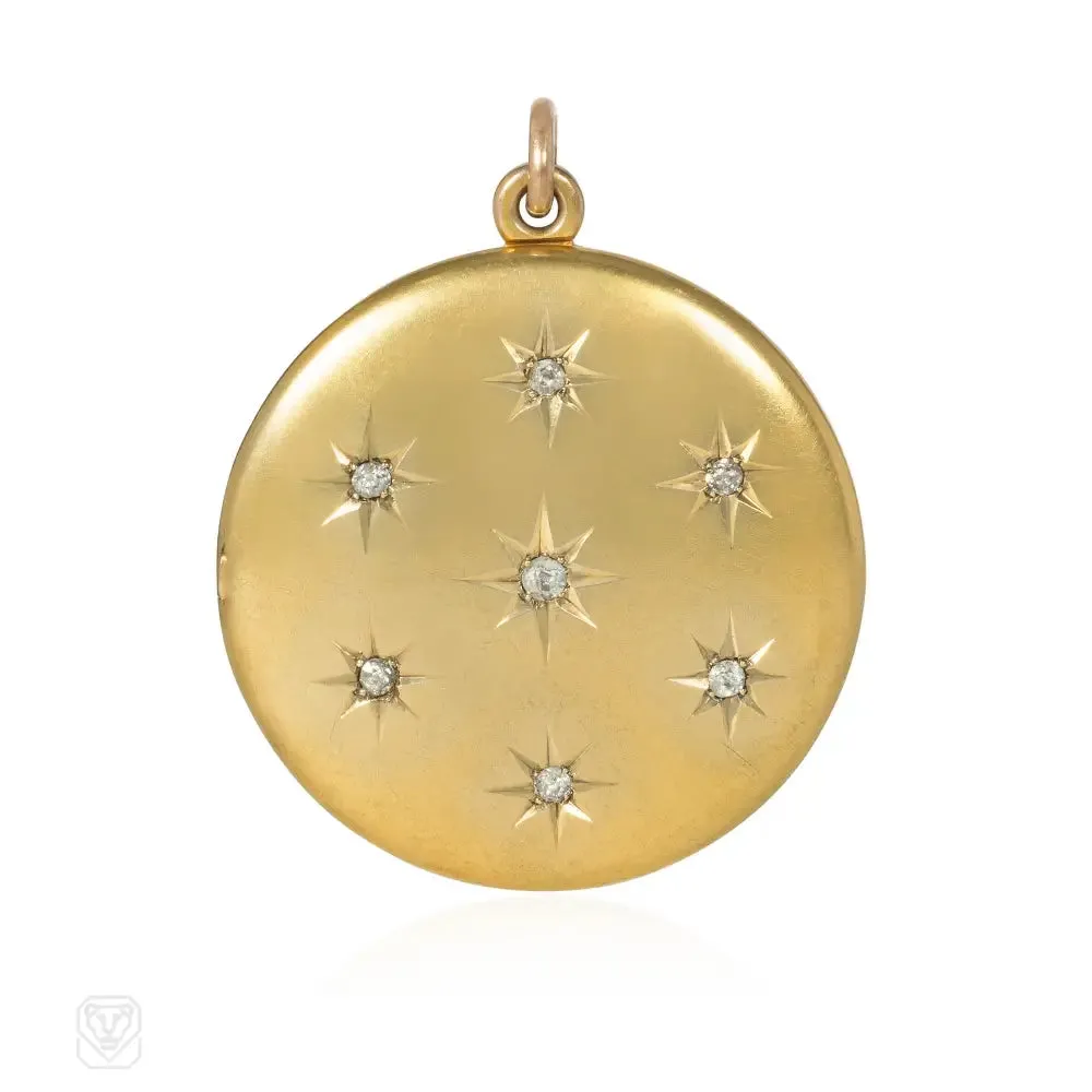 Antique diamond and gold round locket