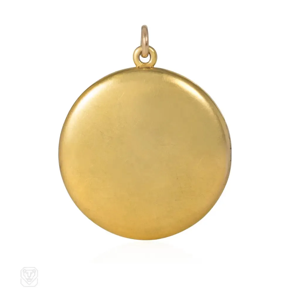 Antique diamond and gold round locket