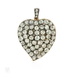 Antique diamond witch's heart pendant locket