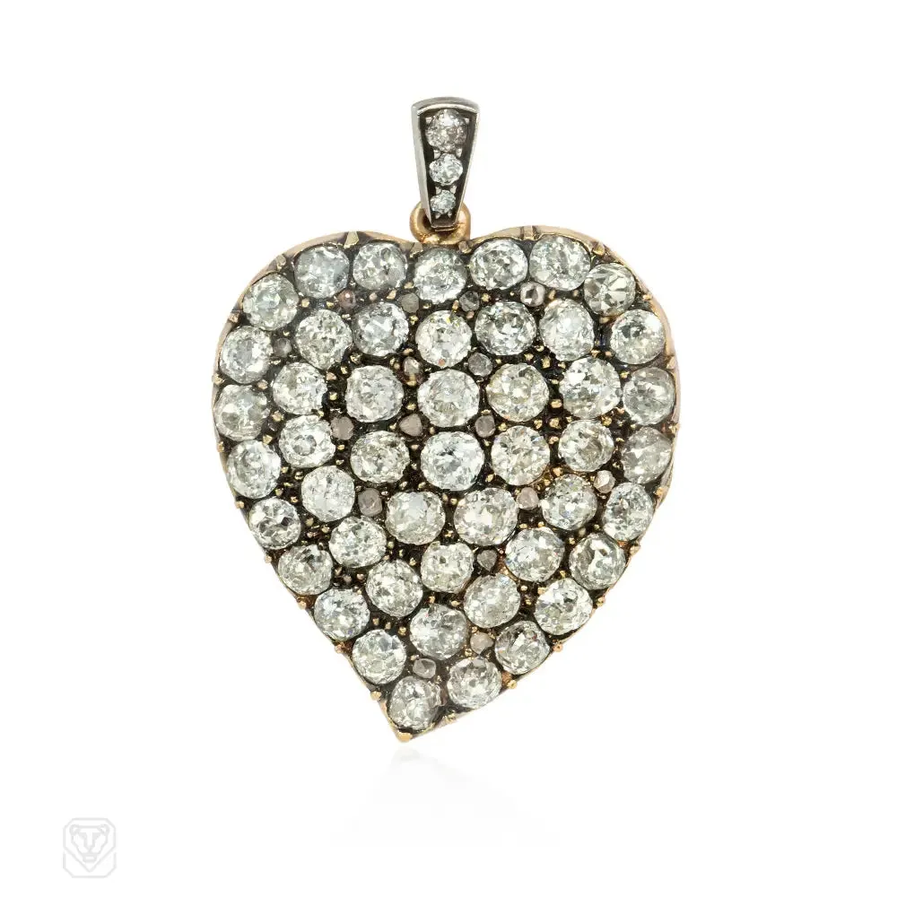 Antique diamond witch's heart pendant locket