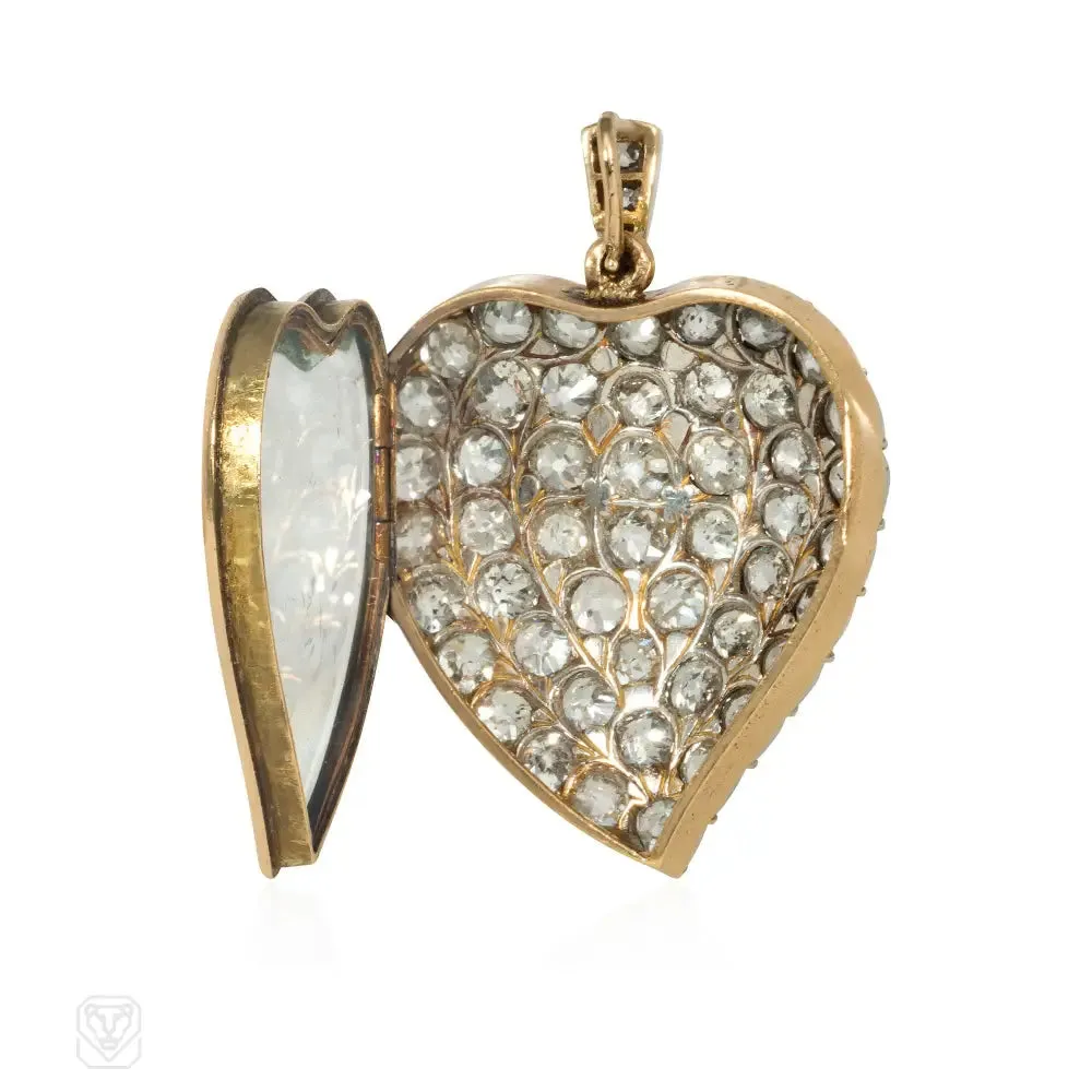 Antique diamond witch's heart pendant locket