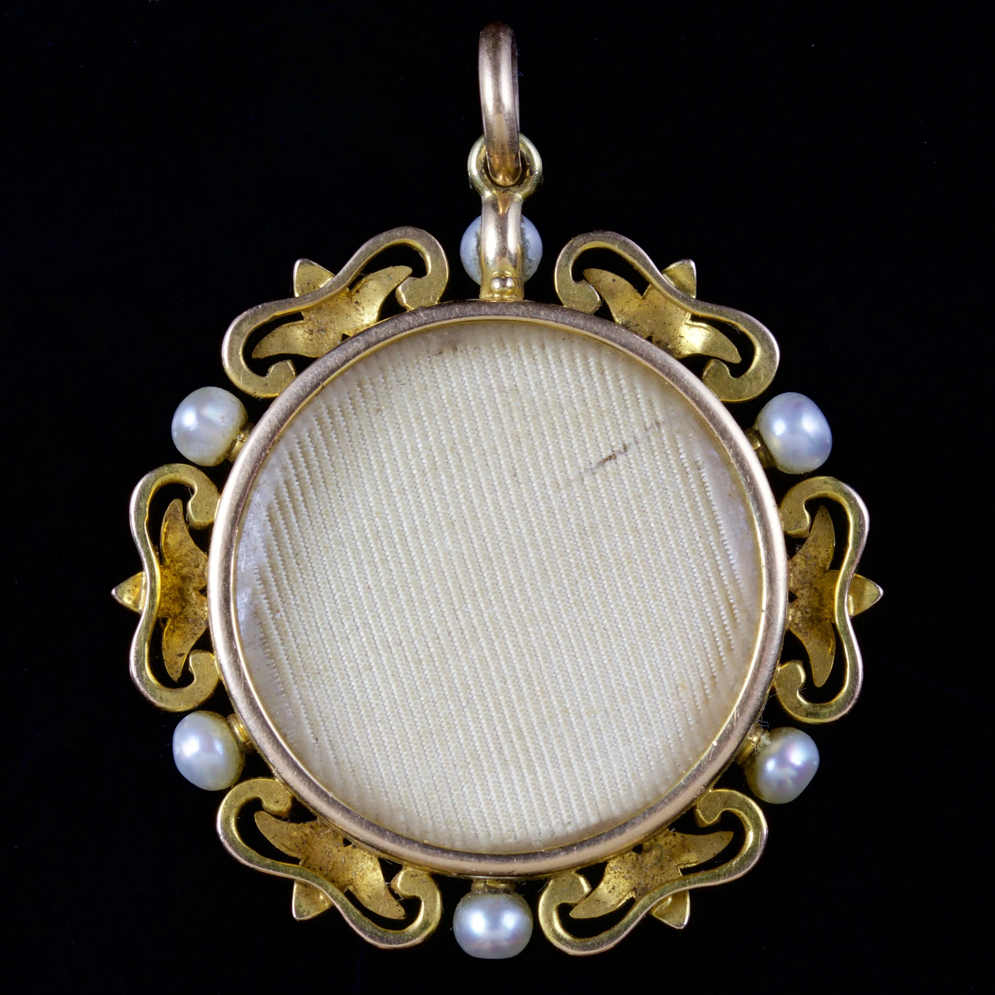 Antique Edwardian Double Locket Pendant Pearl 18Ct Gold Circa 1915