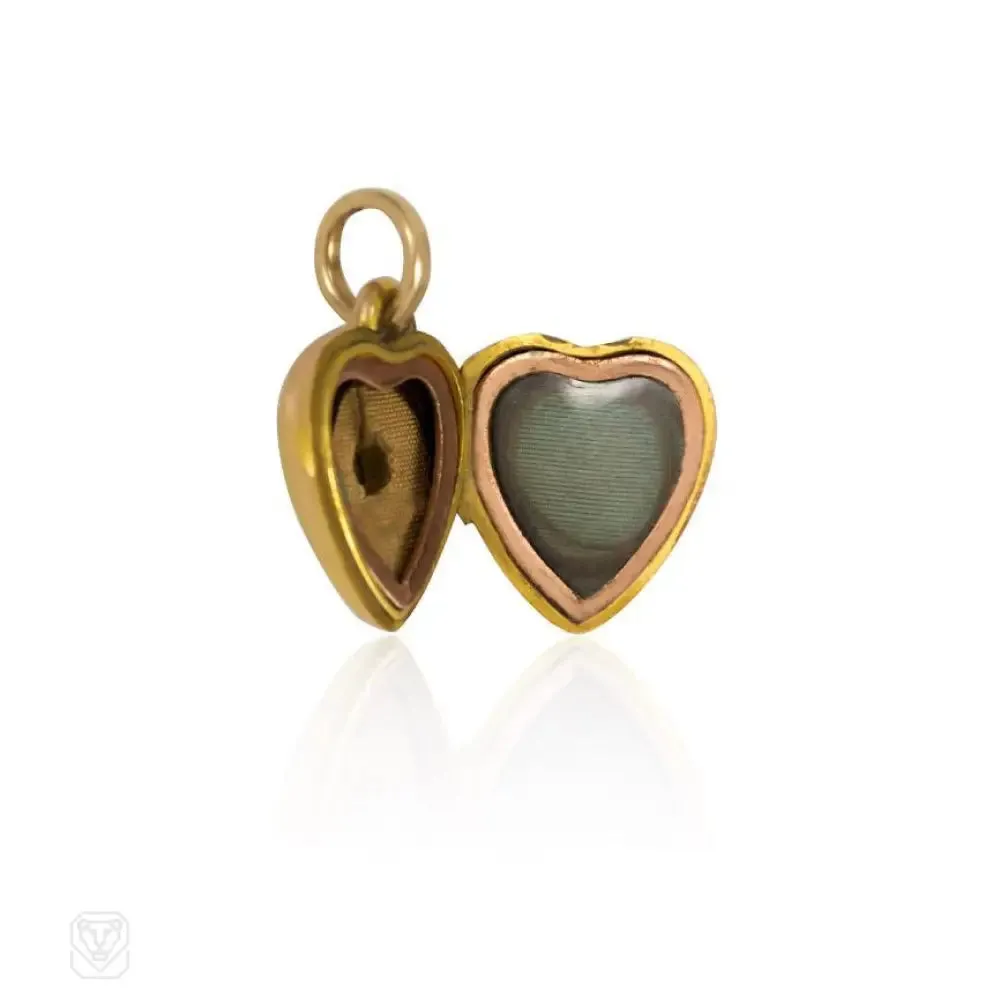 Antique gold and diamond heart locket