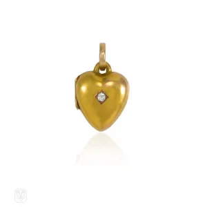 Antique gold and diamond heart locket