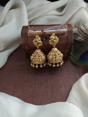 Antique Peacock Studded Lakshmi Jhumki