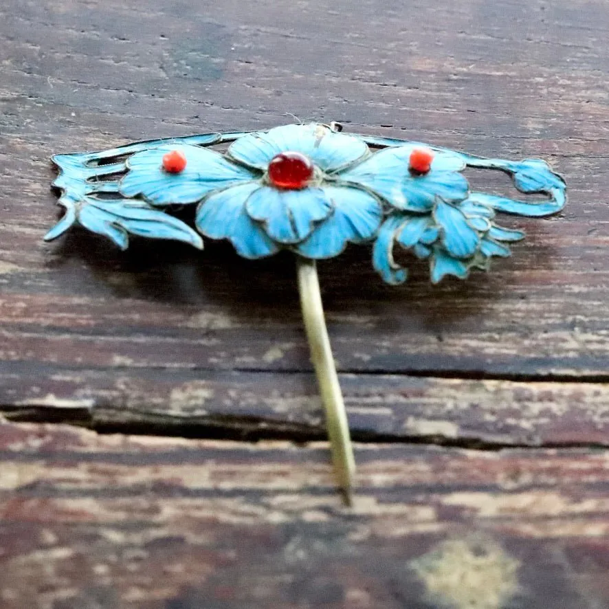 Antique Tian-Tsui (點翠) Hair Pin - Medium