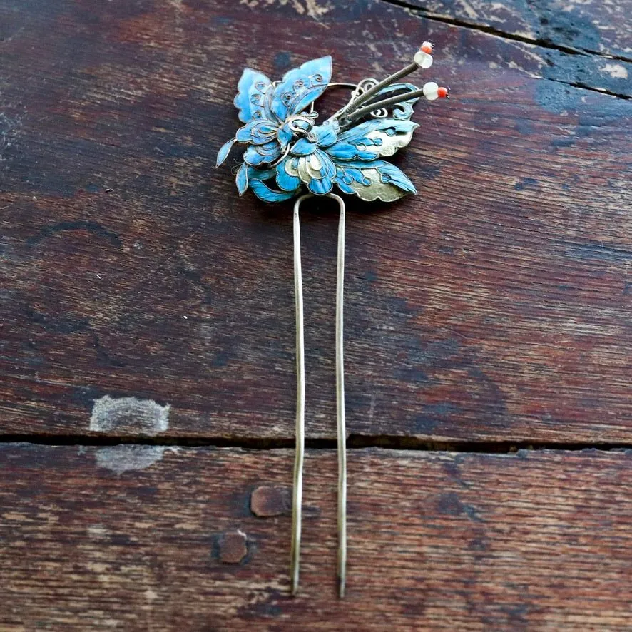 Antique Tian-Tsui (點翠) Hair Pin - Medium