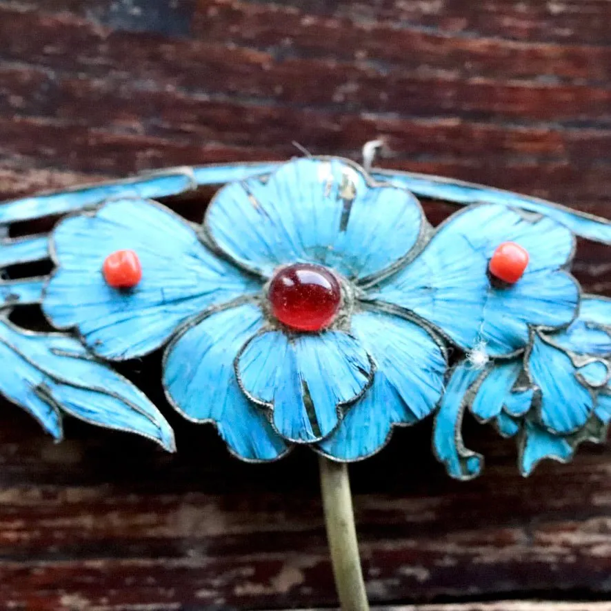 Antique Tian-Tsui (點翠) Hair Pin - Medium