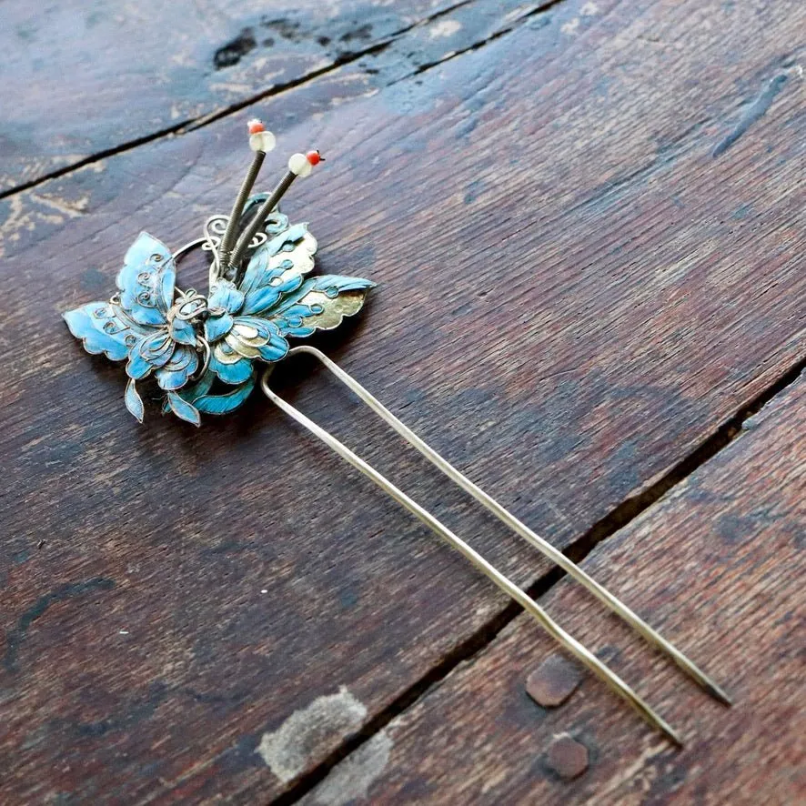 Antique Tian-Tsui (點翠) Hair Pin - Medium