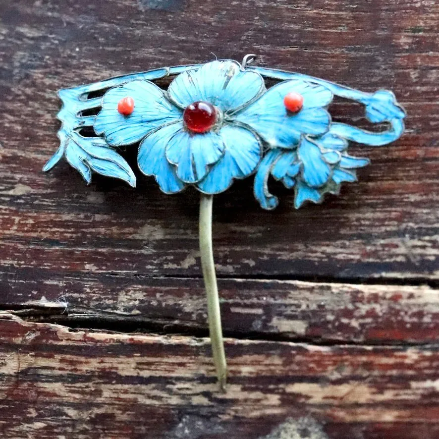 Antique Tian-Tsui (點翠) Hair Pin - Medium