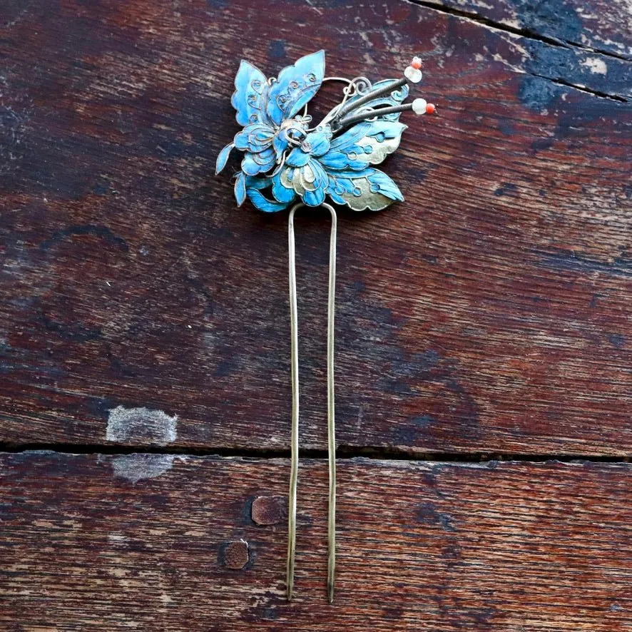 Antique Tian-Tsui (點翠) Hair Pin - Medium