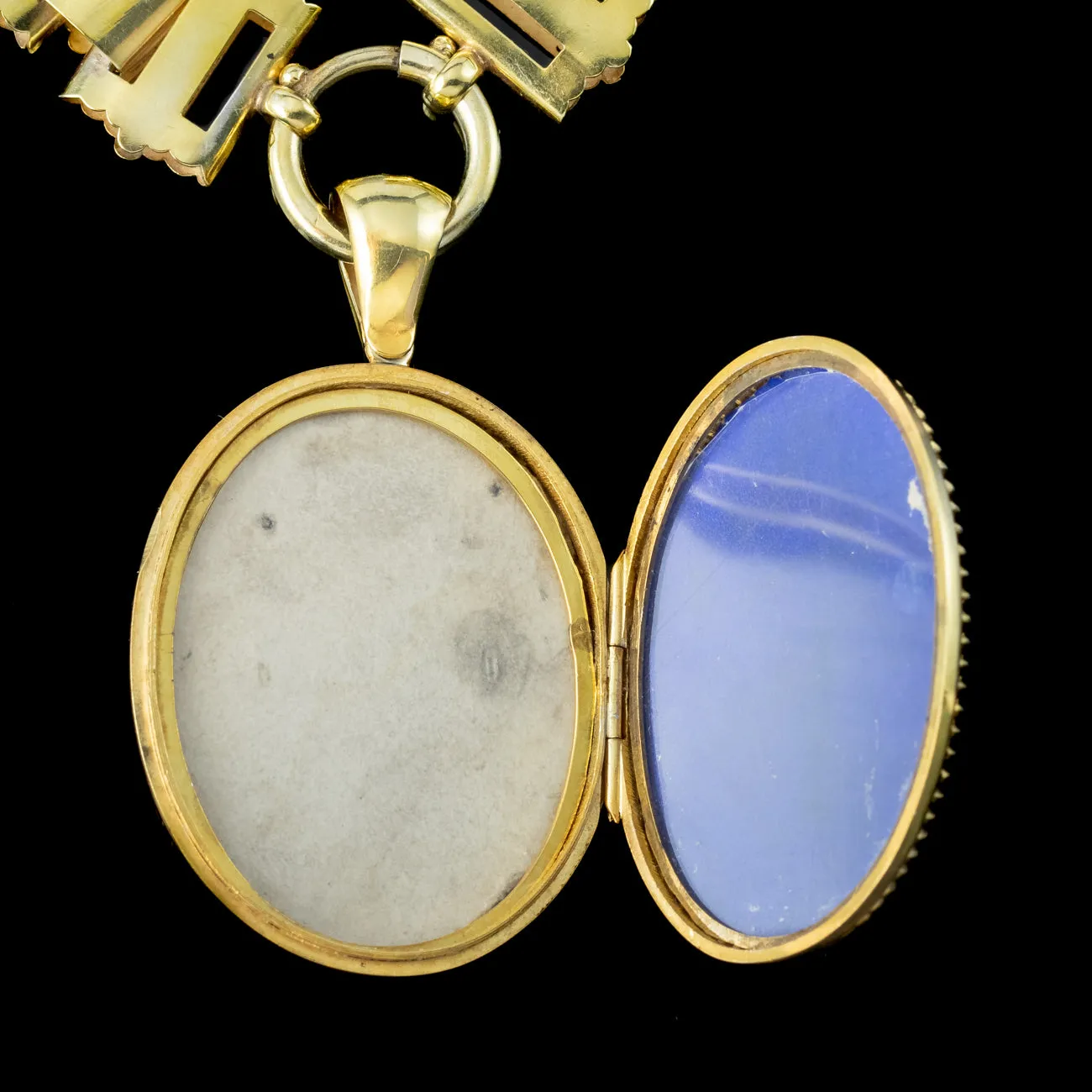 Antique Victorian Bird Locket And Collar Silver 18ct Gold Gilt