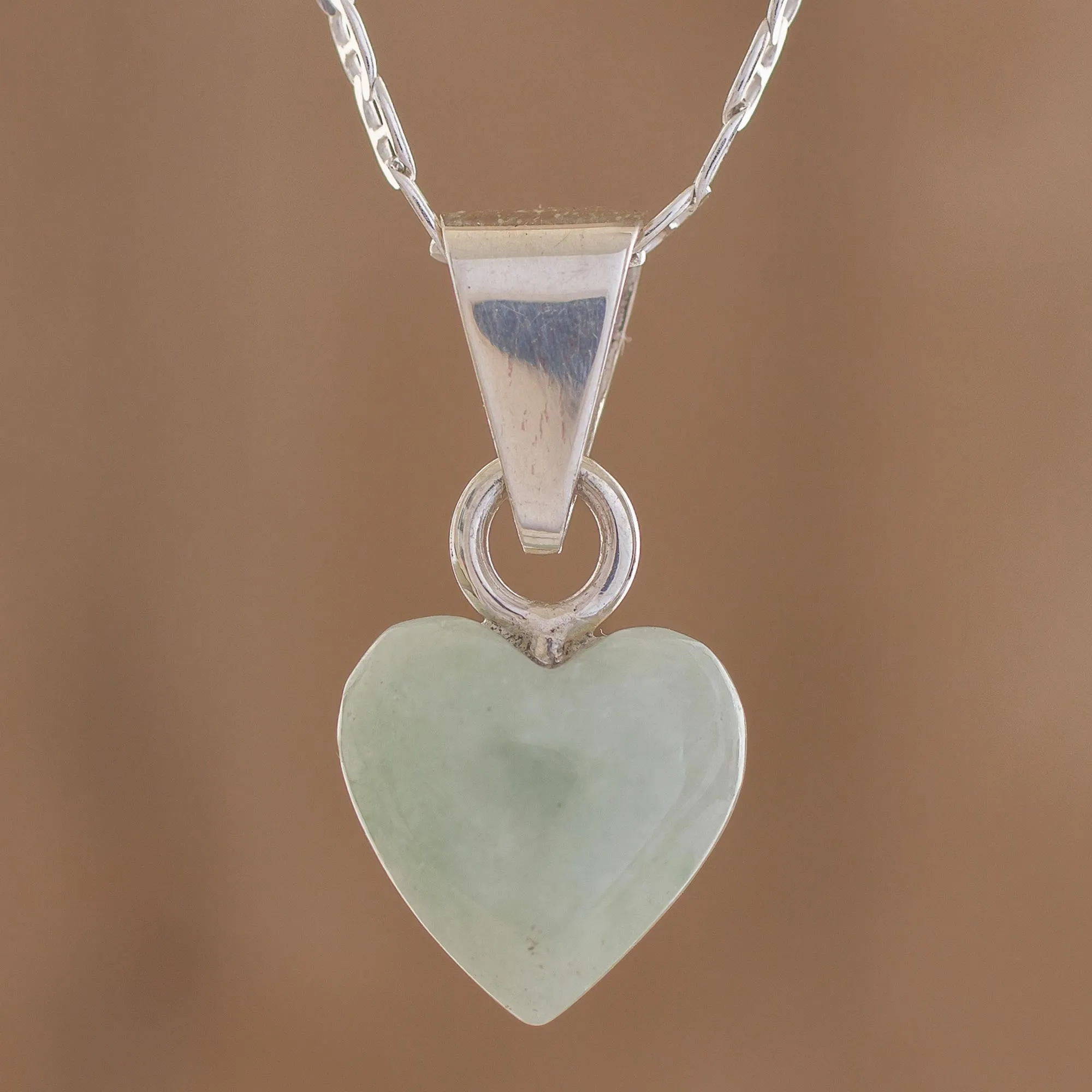 Apple Green Symbol of Love Apple Green Jade Heart Necklace from Guatemala