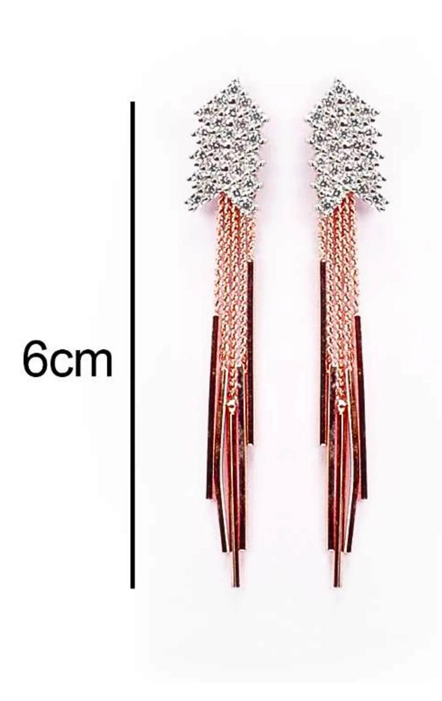 Arrow Hanging White Swarovski Zircon Rose Gold Rod Earring