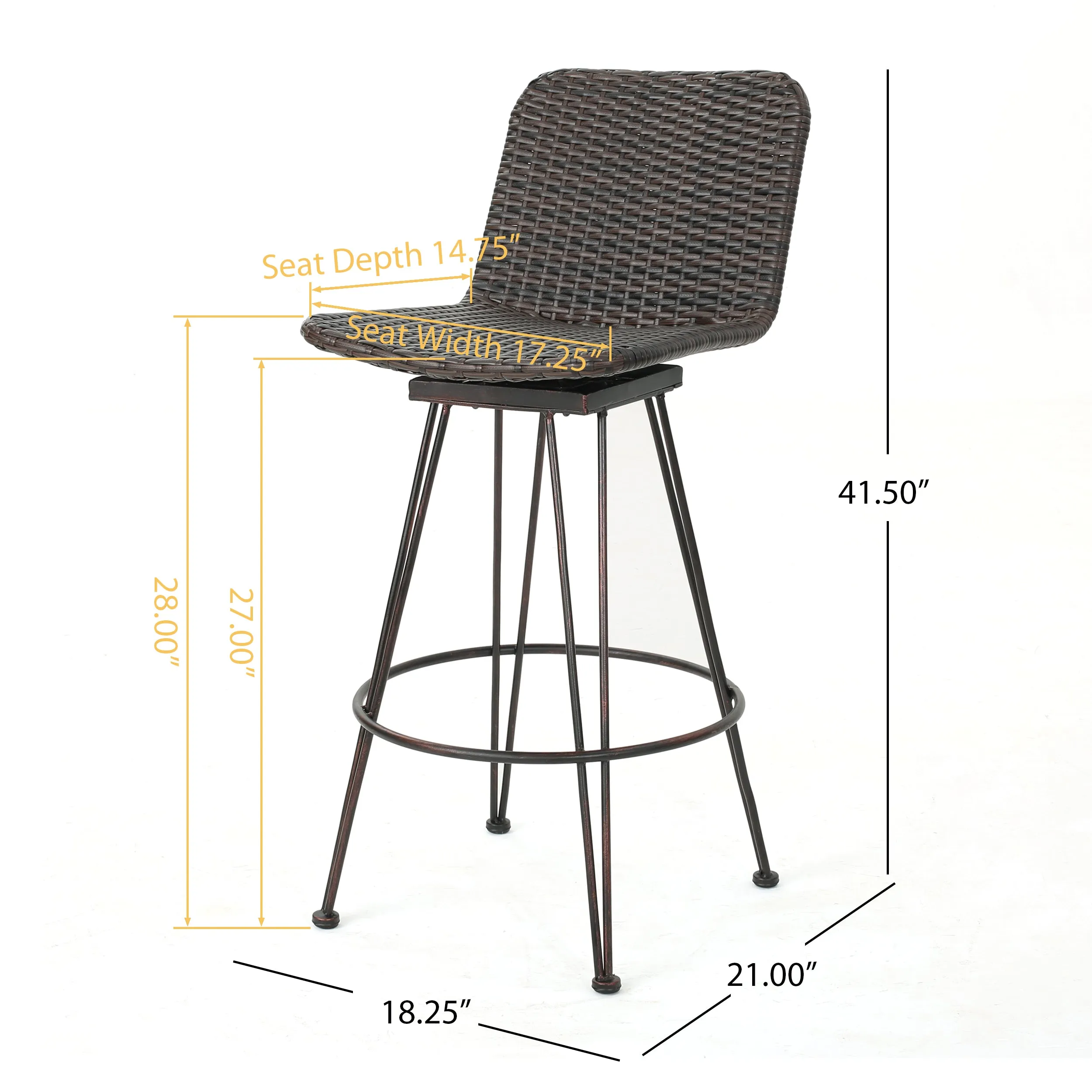 Avy Outdoor Modern Industrial 3 Piece Acacia Wood Bar Set