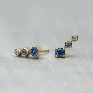 Axis Climber Earrings - Blue sapphires & diamond (pair)