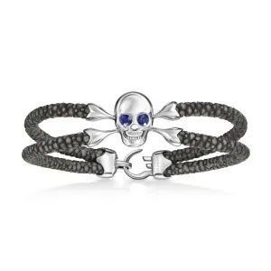 B430 Sapphire-Eyed Silver Skull StingHD Bracelet