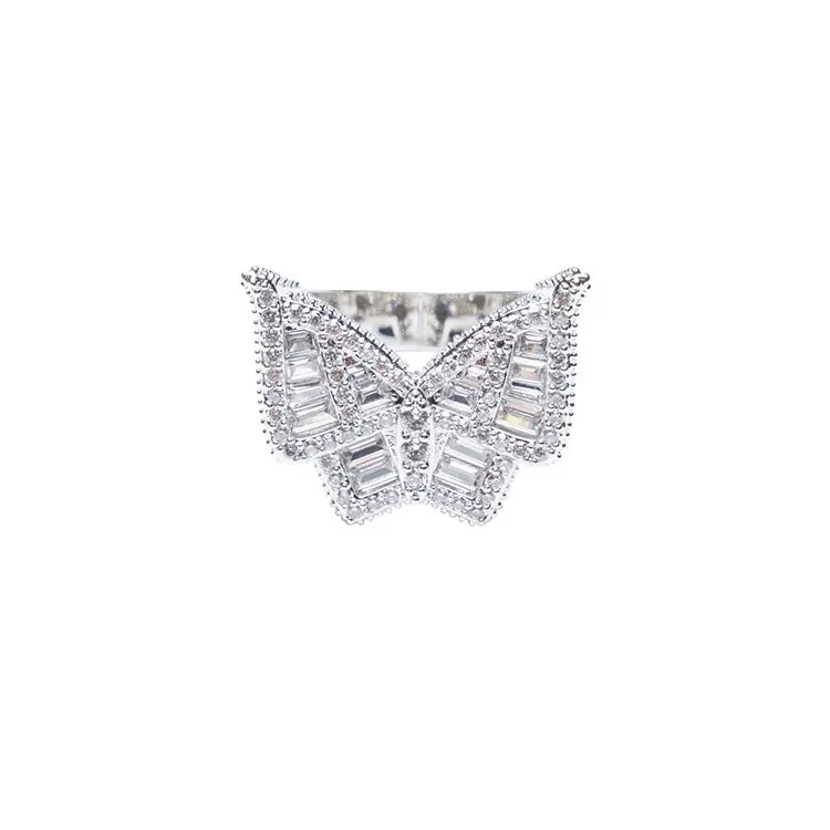 Baguette Iced out Butterfly Style Ring