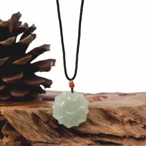 Baikalla "Lucky Lotus" White Nephrite Jade Pendant Necklace