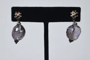 Barrel Amethyst Faceted Bead Dangle Earrings