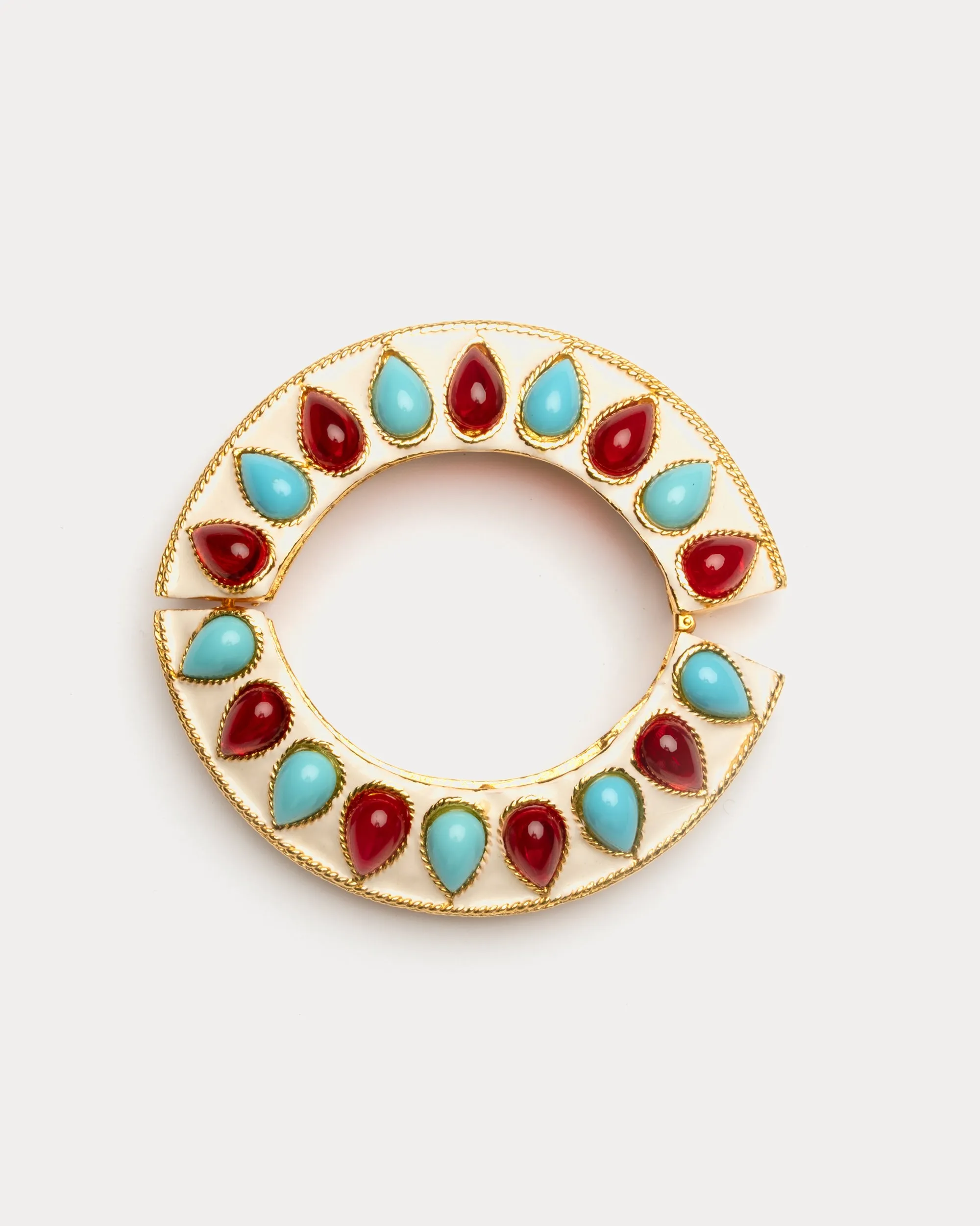 Beaded Bangle Bracelet White Turquoise Ruby