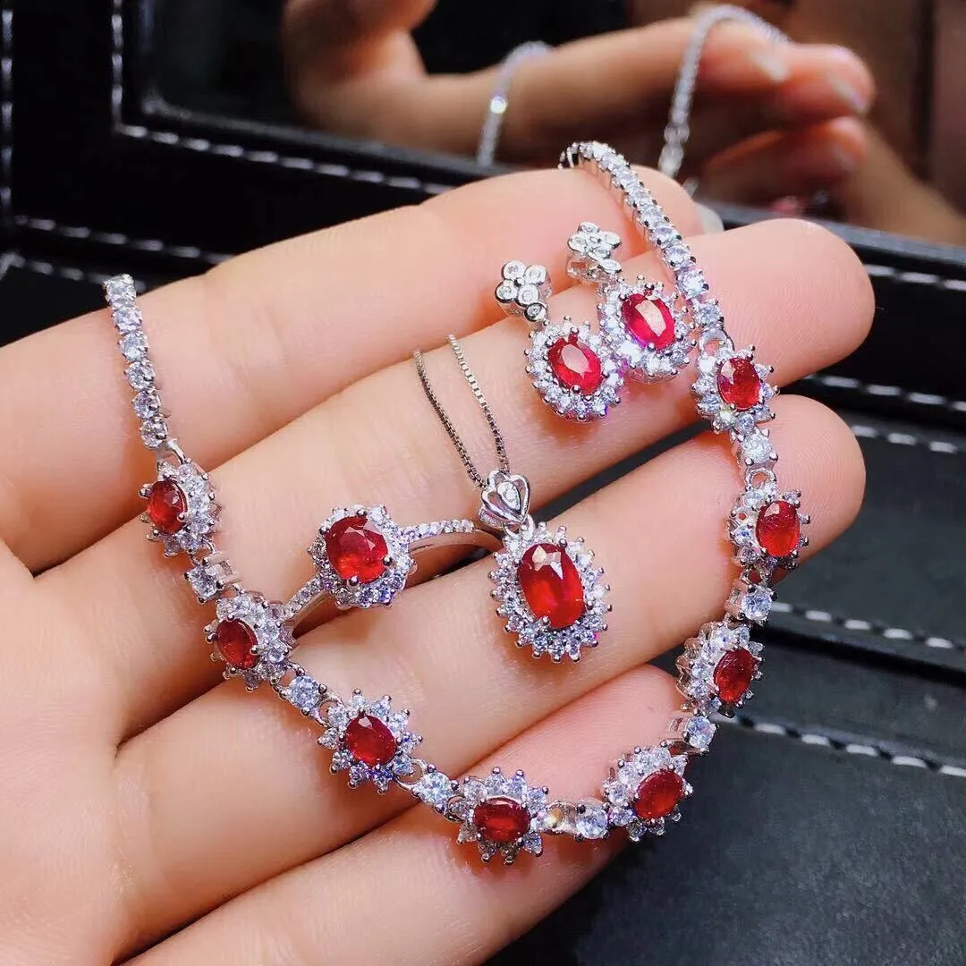 Beautiful Burmese Ruby Crystal Set! Crystals Are Clean And Good In Color