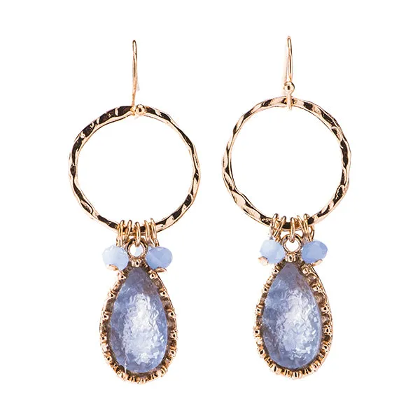 Bella Shimmery Druzy and Gold Dangle Earrings