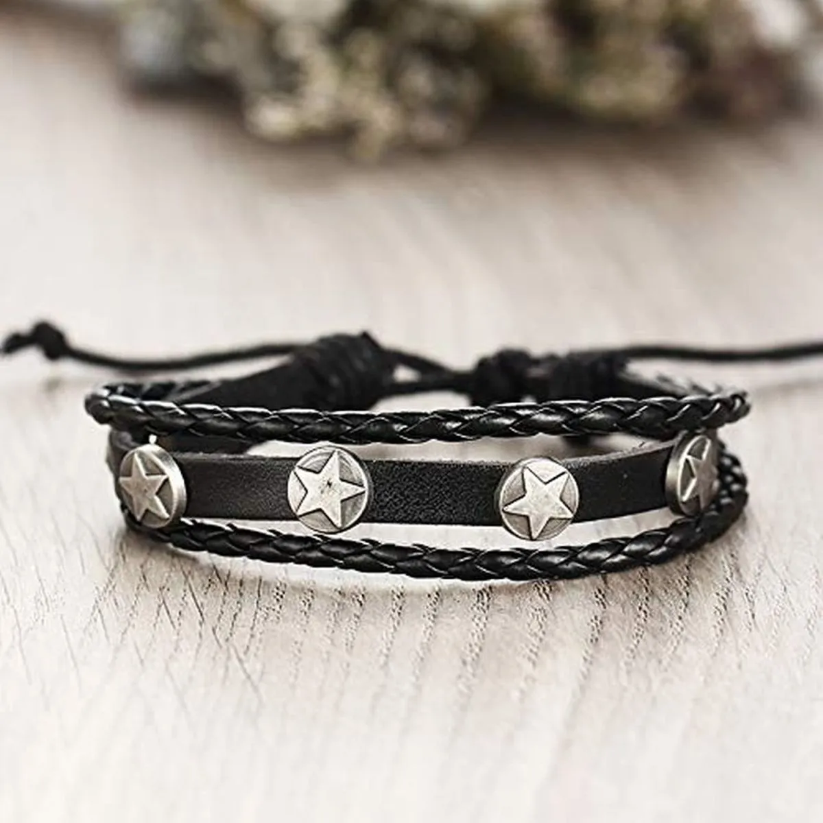 Black Leather Wraps Casual Party Wear Skin Friendly Bracelets