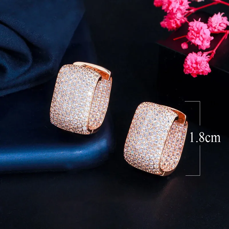 Bling-Out Zircon Studded Rectangular Hoop Earrings