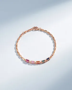 Block-Chain Multi-Rainbow Sapphire Medium Bracelet