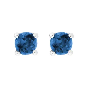 Blue Sapphire 14K White Gold 4mm Stud Earrings