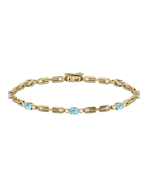 Blue Topaz Bracelet - 10ct Yellow Gold Blue Topaz & Diamond Bracelet - 787946