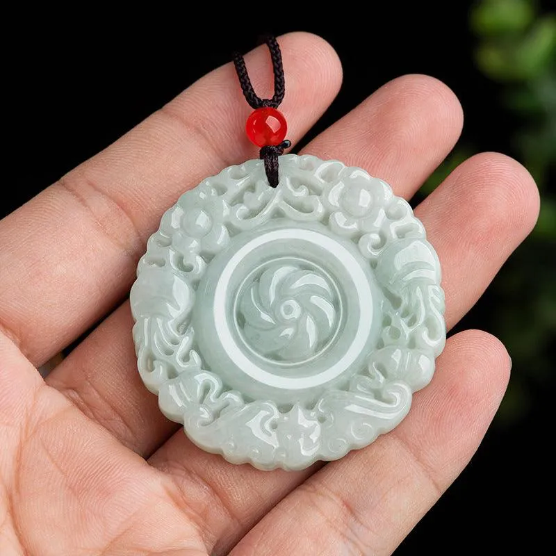 Buddhisttemple Discover Prosperity with the Natural Emerald Flower Blooming Jade Pendant