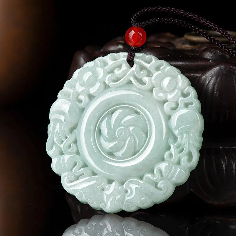 Buddhisttemple Discover Prosperity with the Natural Emerald Flower Blooming Jade Pendant