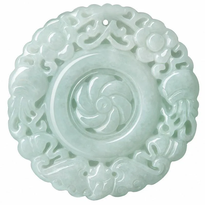 Buddhisttemple Discover Prosperity with the Natural Emerald Flower Blooming Jade Pendant