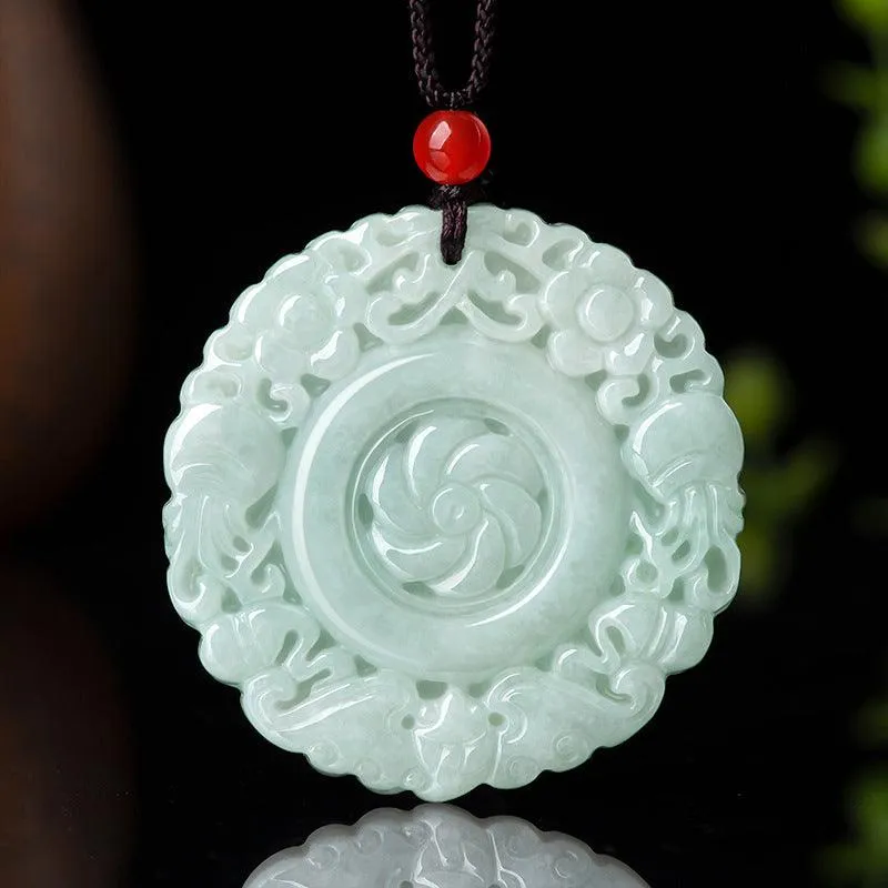 Buddhisttemple Discover Prosperity with the Natural Emerald Flower Blooming Jade Pendant