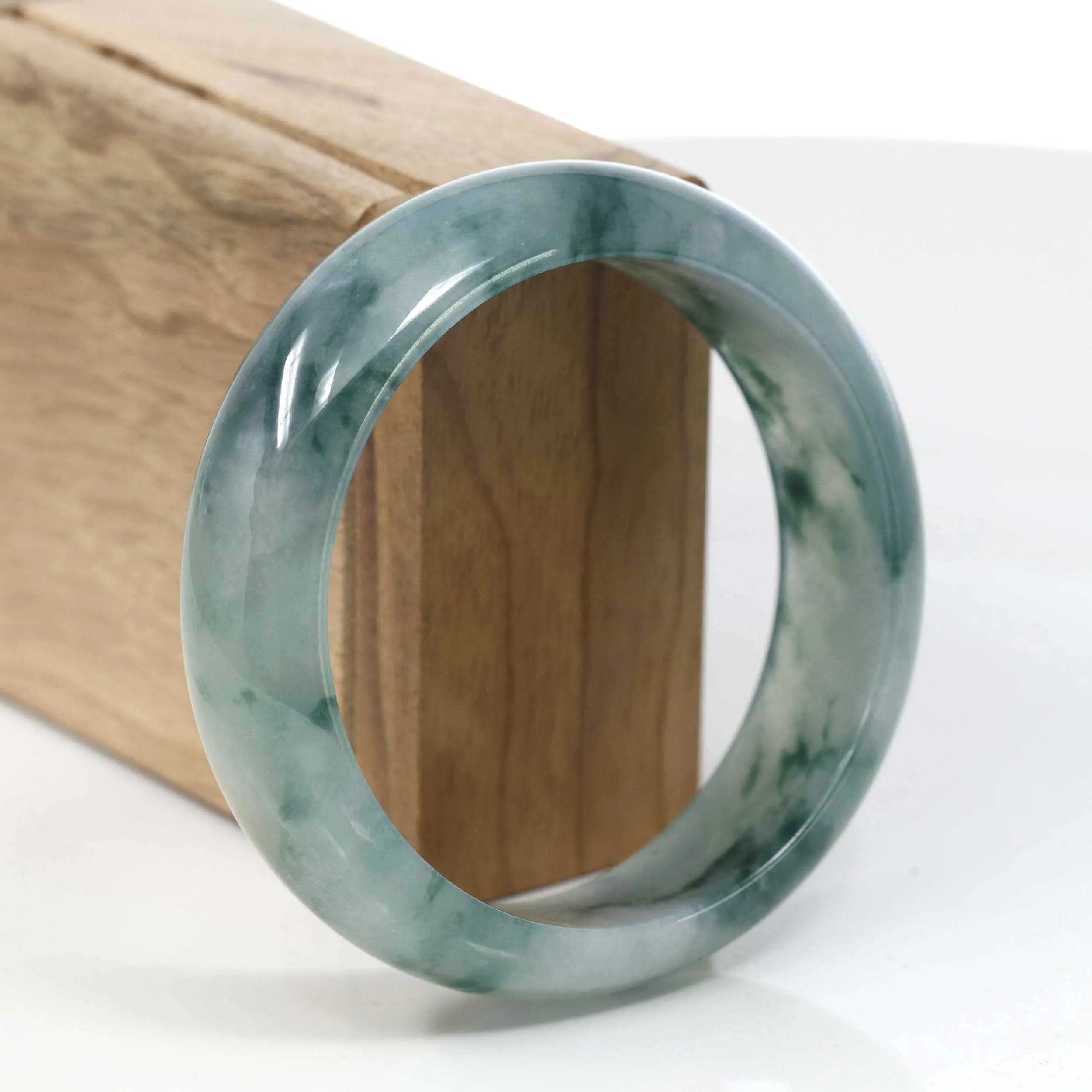 Burmese High-end Ice Blue-green Jade Jadeite Bangle Bracelet (58.83mm) ( Collectibles )T073