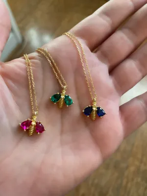 Busy bee necklaces with colourful zircon stones