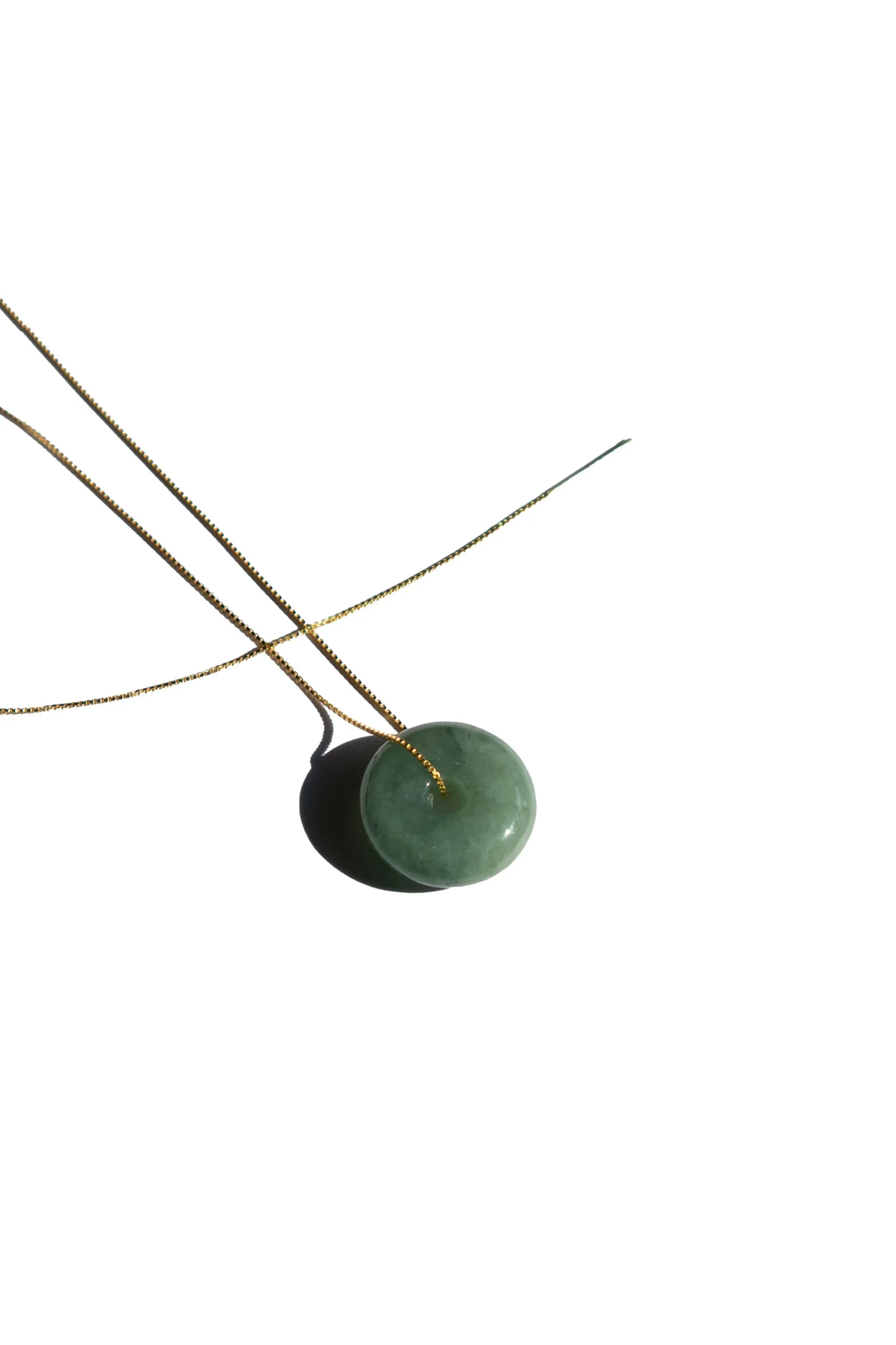 Button — Green jade pendant necklace